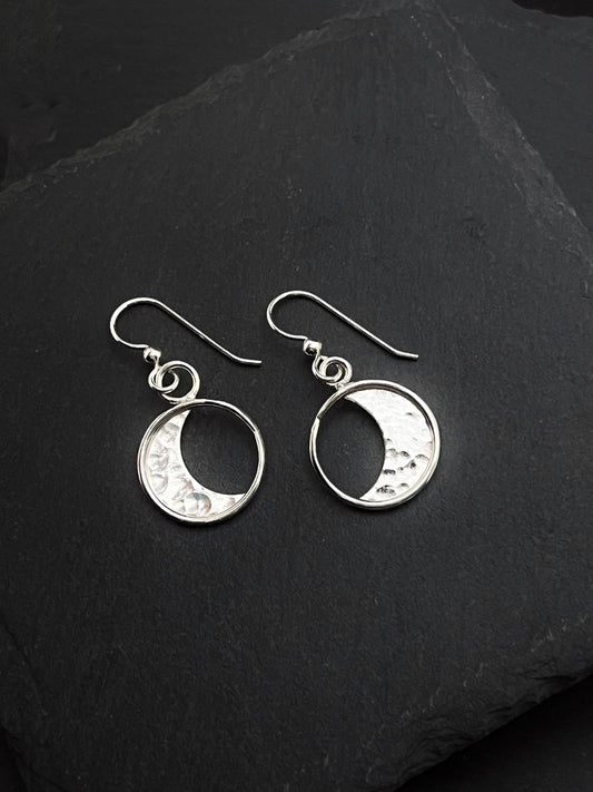 Sterling Silver Crescent Moon Drop Earrings