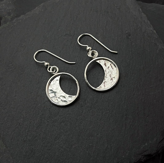 Sterling Silver Crescent Moon Drop Earrings