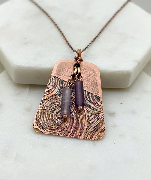Amethyst and copper necklace