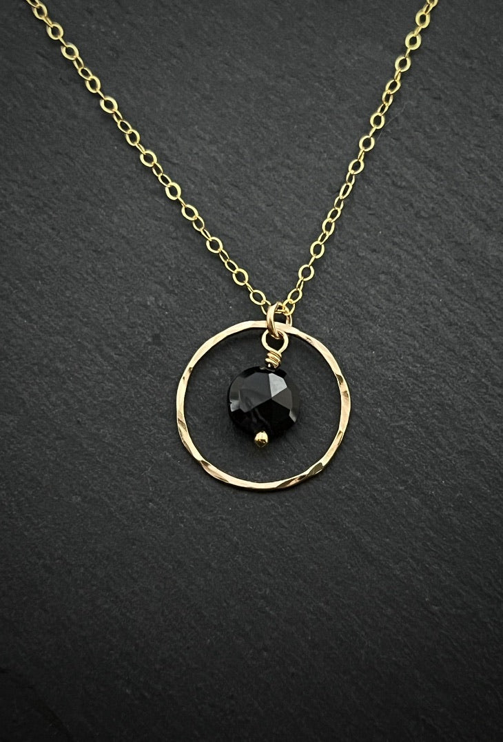 14K Gold and onyx necklace