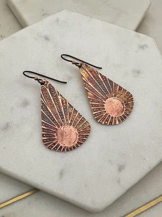 Acid etched copper earring