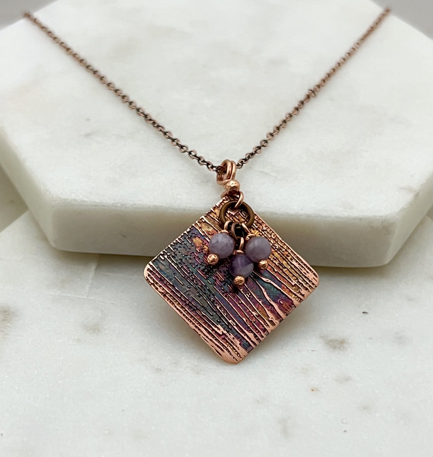 Amethyst and copper necklace