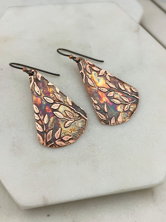 Acid Etched Teardrop Earrings
