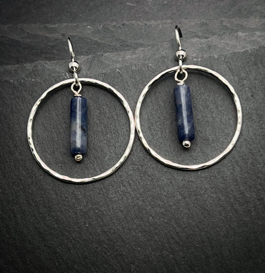 Forged Sterling Silver sodalite earrings