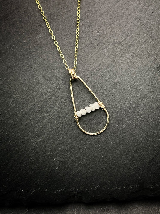 14K Gold hand-forged teardrop necklace