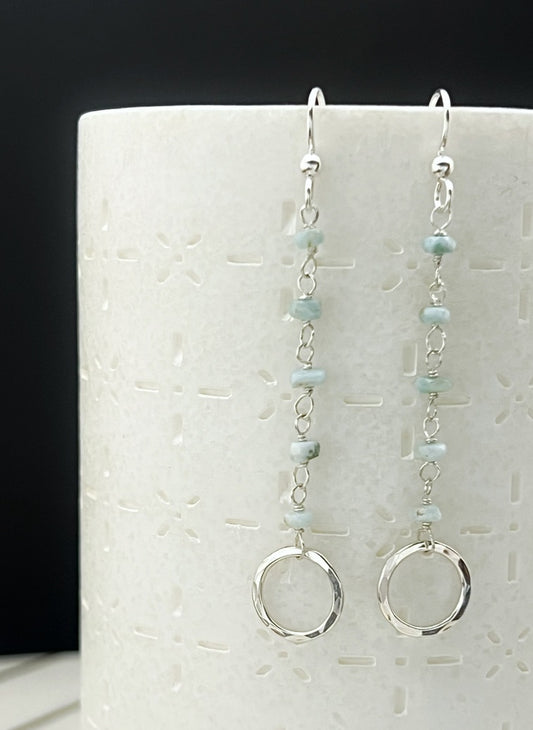 Forged Sterling Silver & Larimar Dangle Earrings