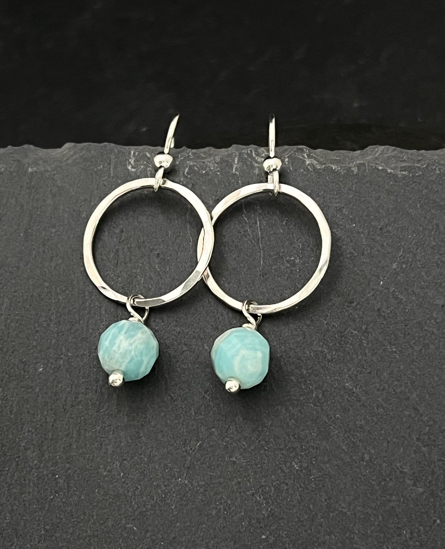 Forged Sterling Silver & amazonite earrings