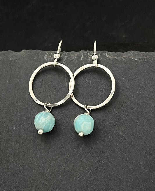 Forged Sterling Silver & amazonite earrings
