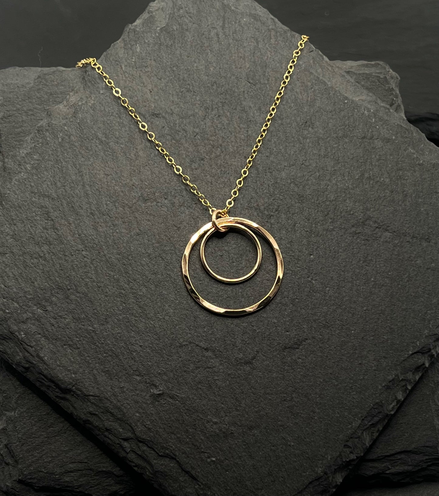 14K Gold double hoop necklace