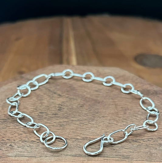 Forged sterling silver chain bracelet