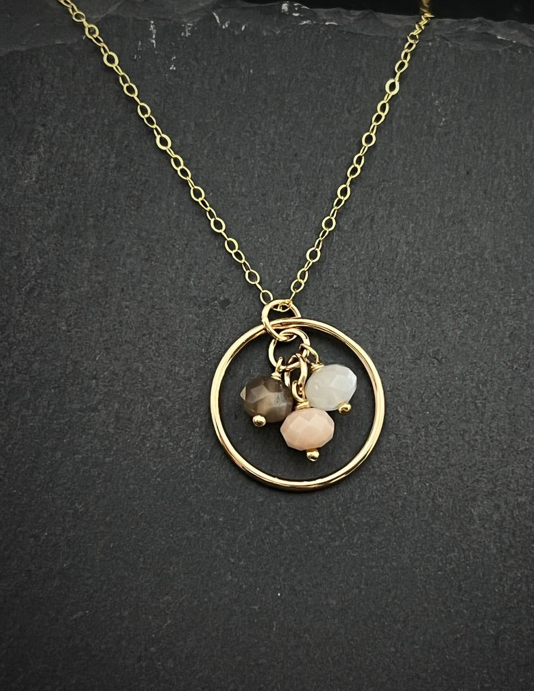 14K Gold and coffee moonstone necklace