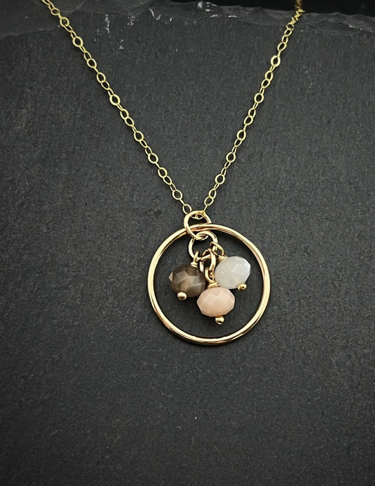 14K Gold and coffee moonstone necklace