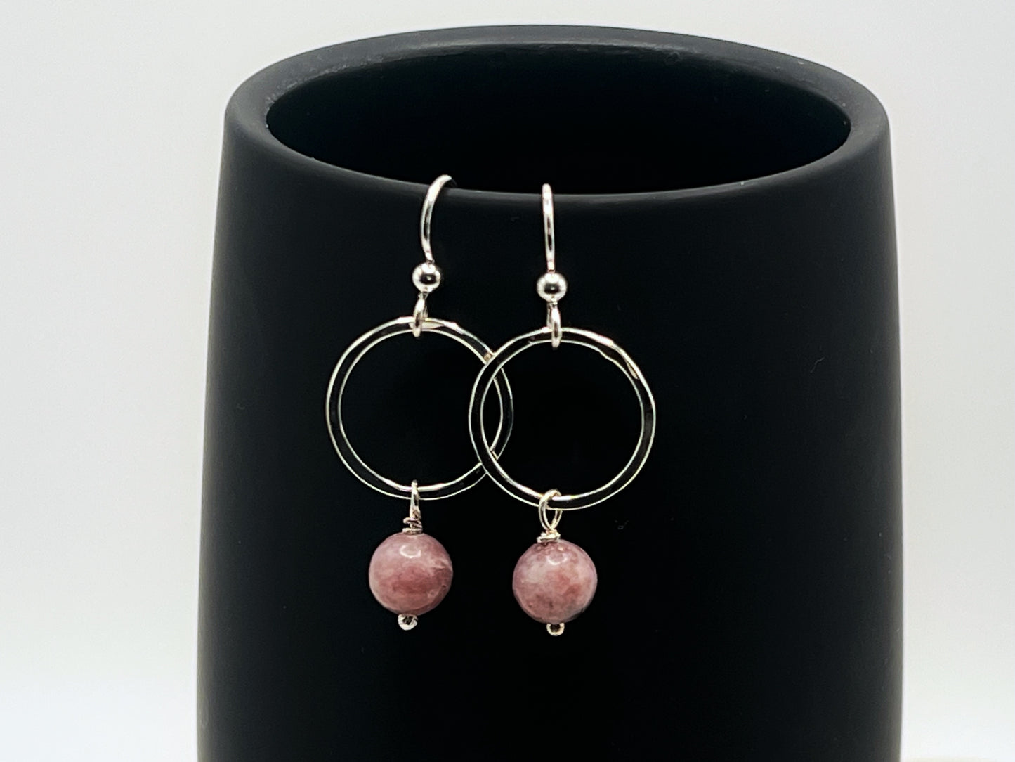 Sterling silver earrings with lepidolite