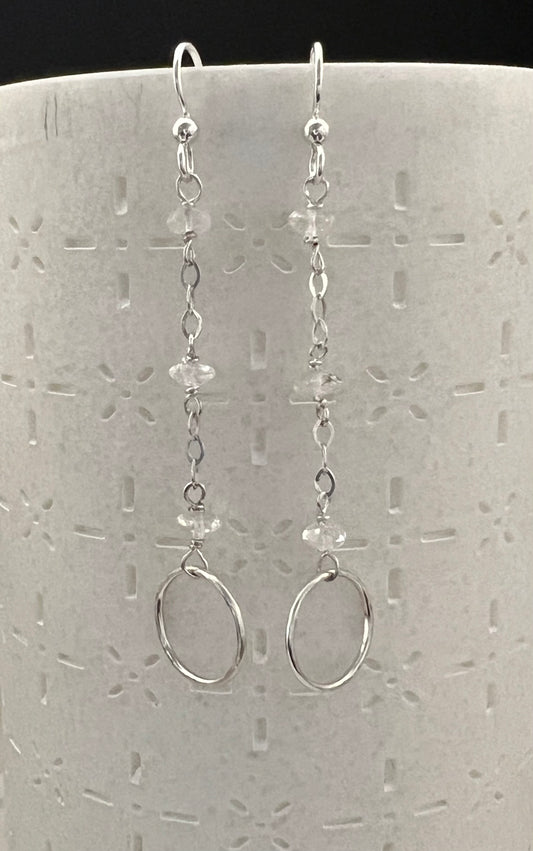 Sterling silver hoop earrings quartz