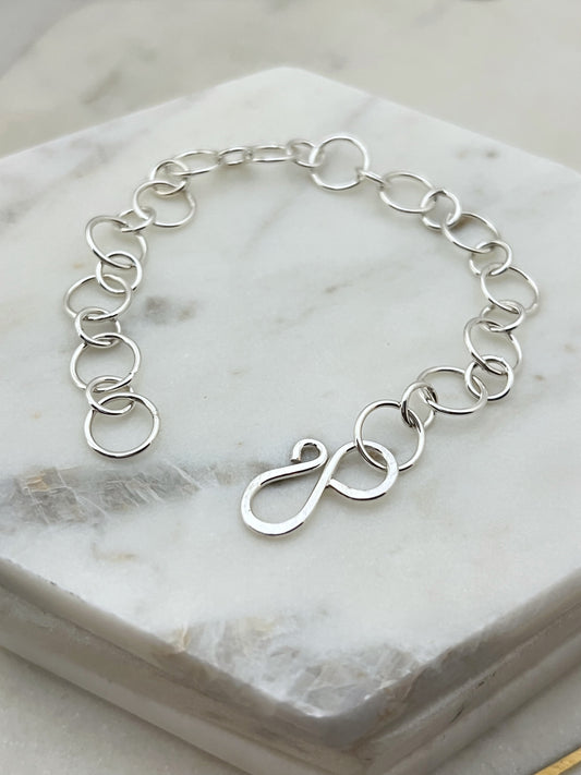 Forged sterling silver chain bracelet
