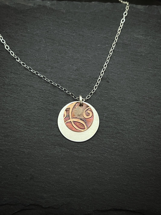 Mixed metal sterling and copper necklace