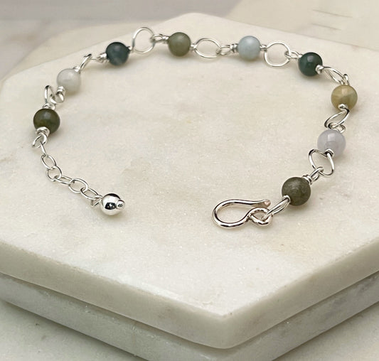 Sterling silver and jade bracelet