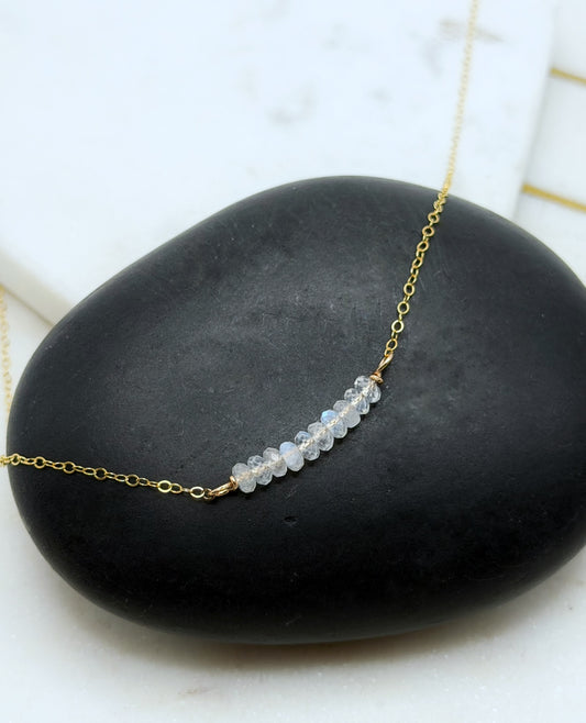Rainbow moonstone and 14K gold-fill necklace