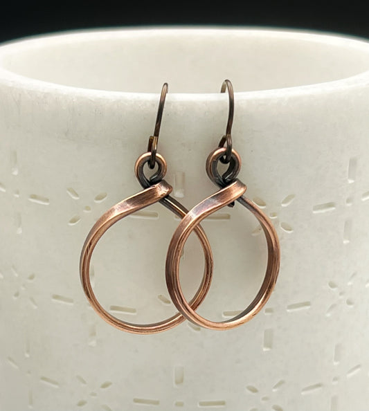 Small copper hoop earrings