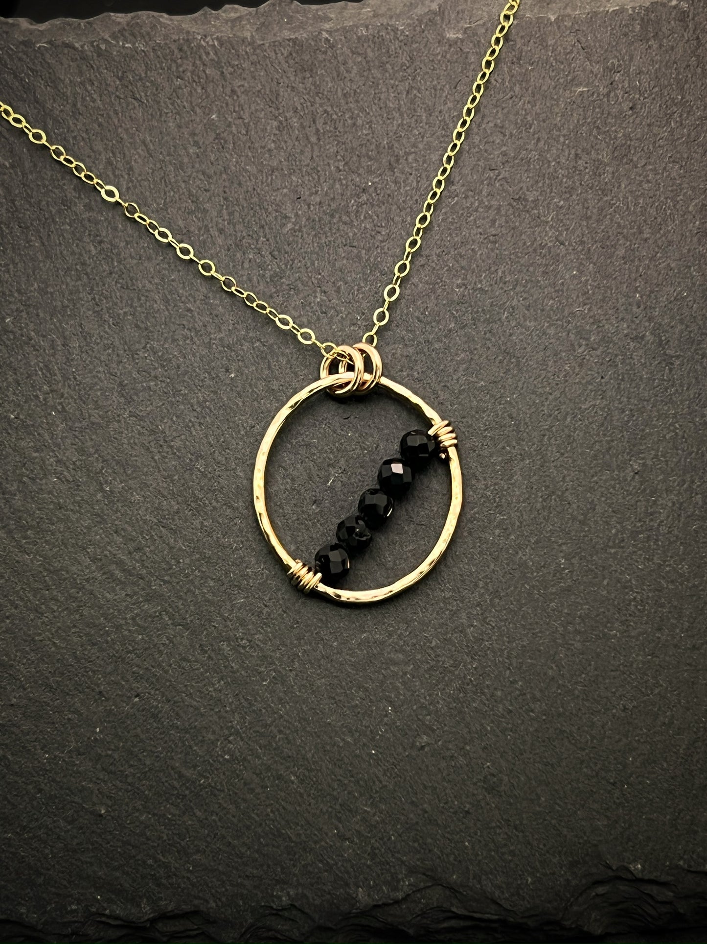 14K Gold and onyx necklace