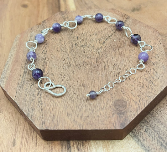 Sterling silver and amethyst bracelet