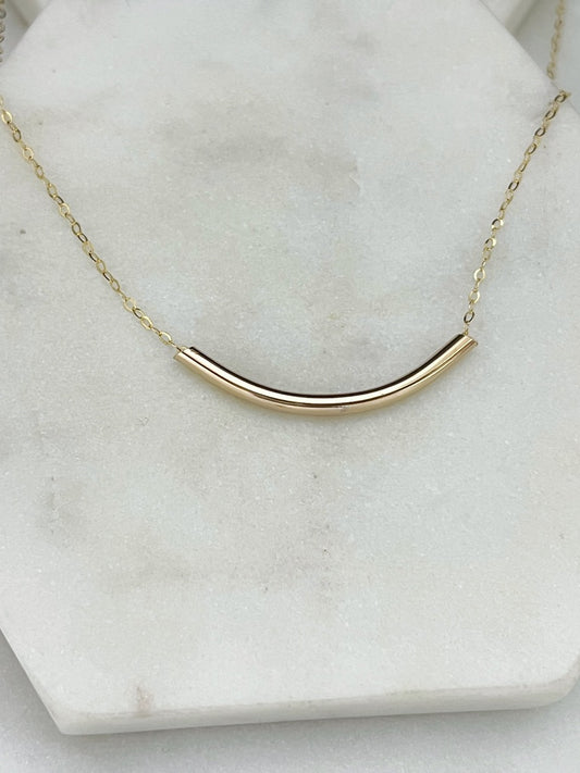 14K Gold bar necklace