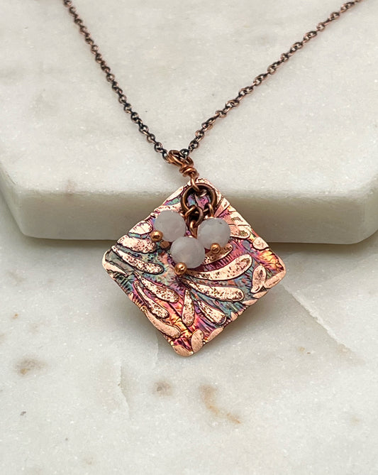 Rainbow moonstone and copper necklace (Copy)