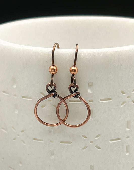 Tiny copper hoop earrings