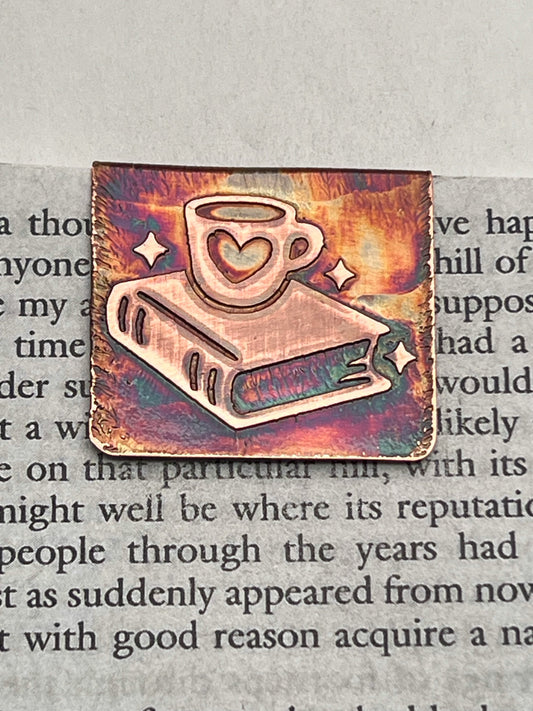 Acid etched copper Book Lover bookmark