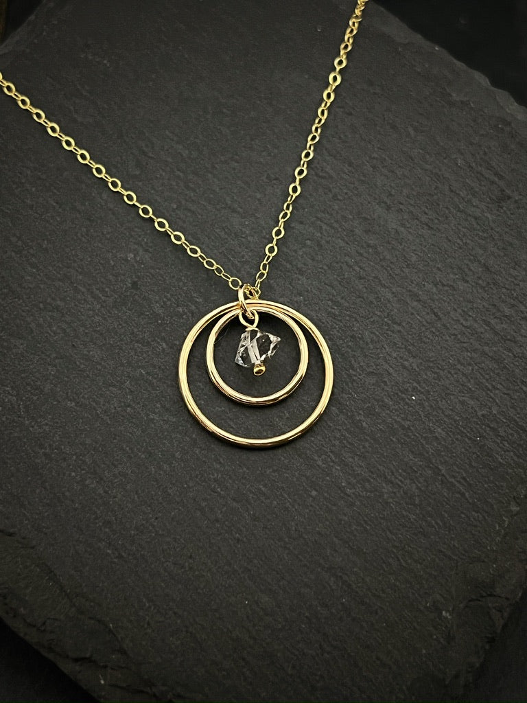14K Gold and Herkimer Diamond necklace