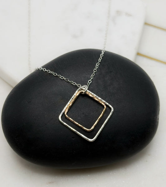 14K gold and sterling silver mixed metal necklace