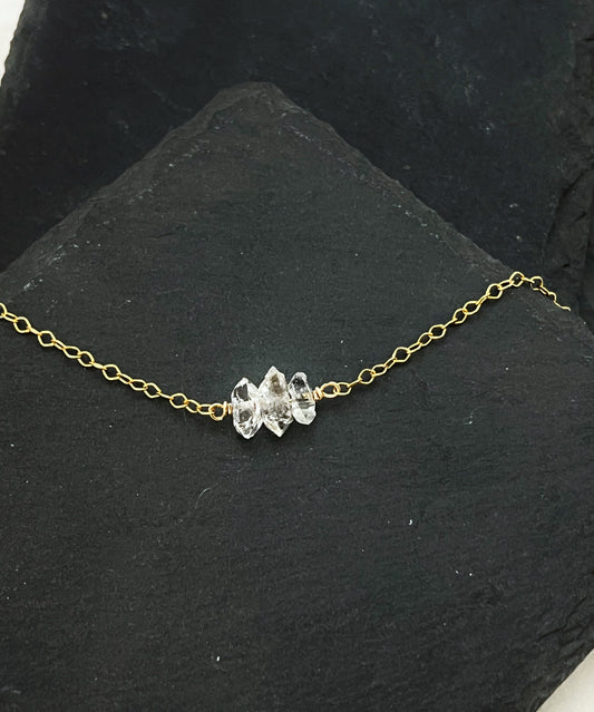 14K Gold and Herkimer Diamond necklace