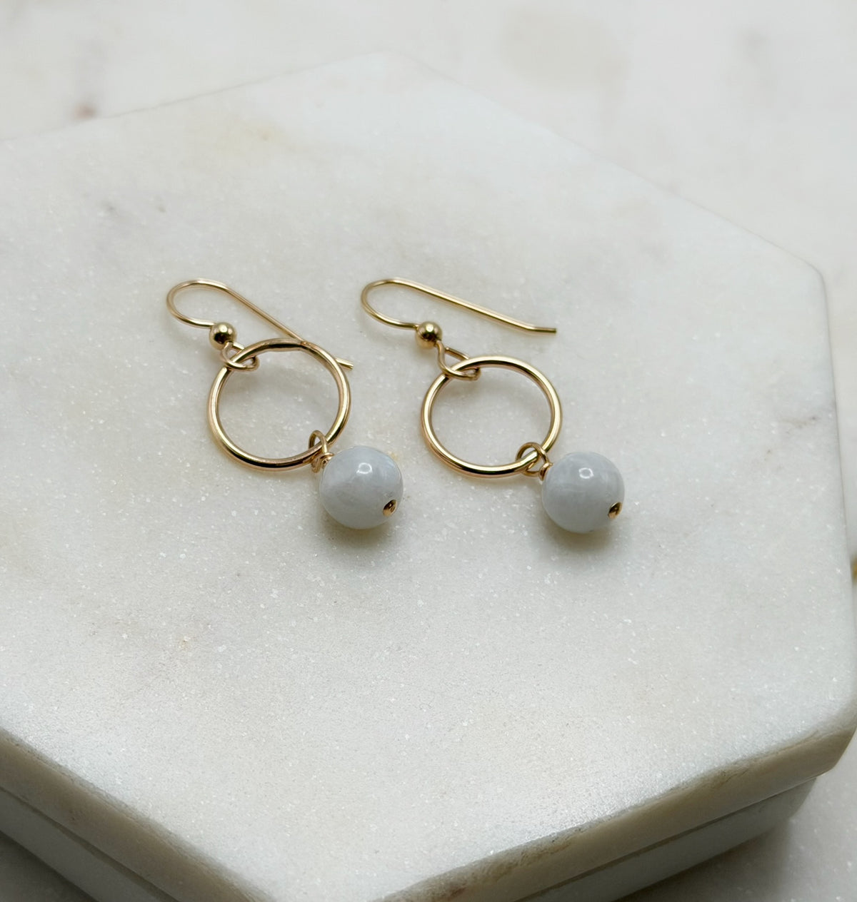Moonstone & 14K Gold Fill Hoop Earrings