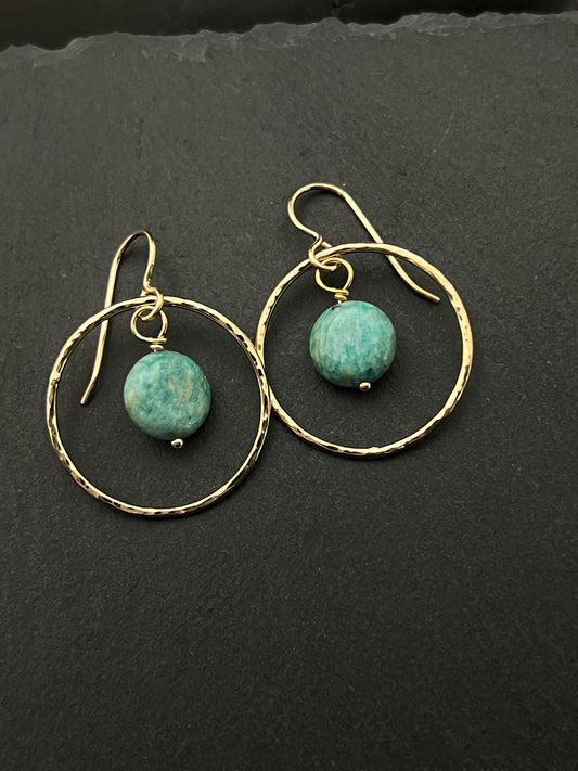 14 Karate gold and amazonite earrings