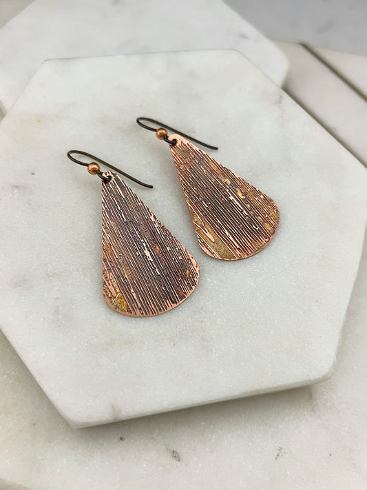 Acid Etched Teardrop Earrings