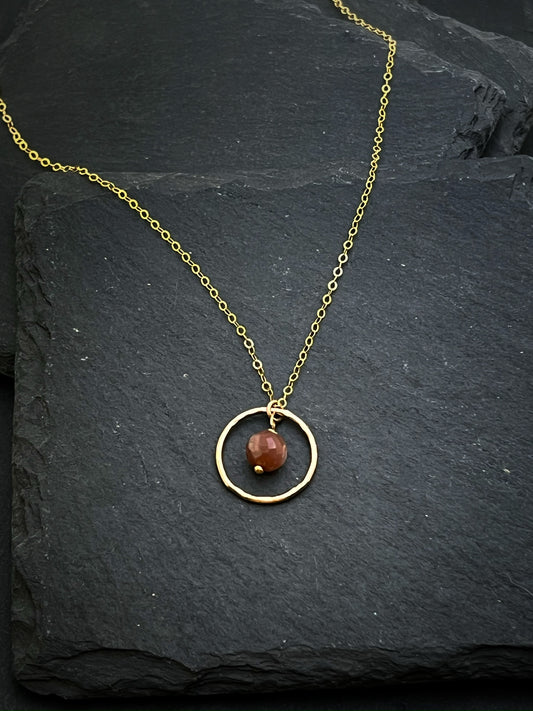 14K Gold and coffee moonstone necklace