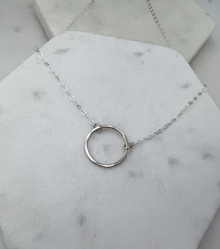 Sterling silver circle necklace