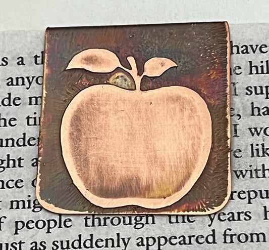 Acid etched copper apple bookmark