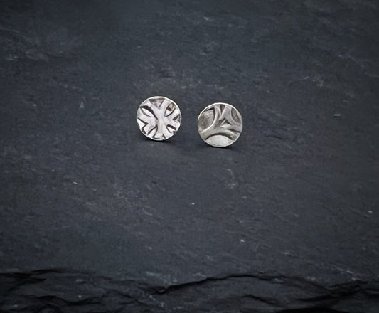 Small sterling silver textured stud earrings