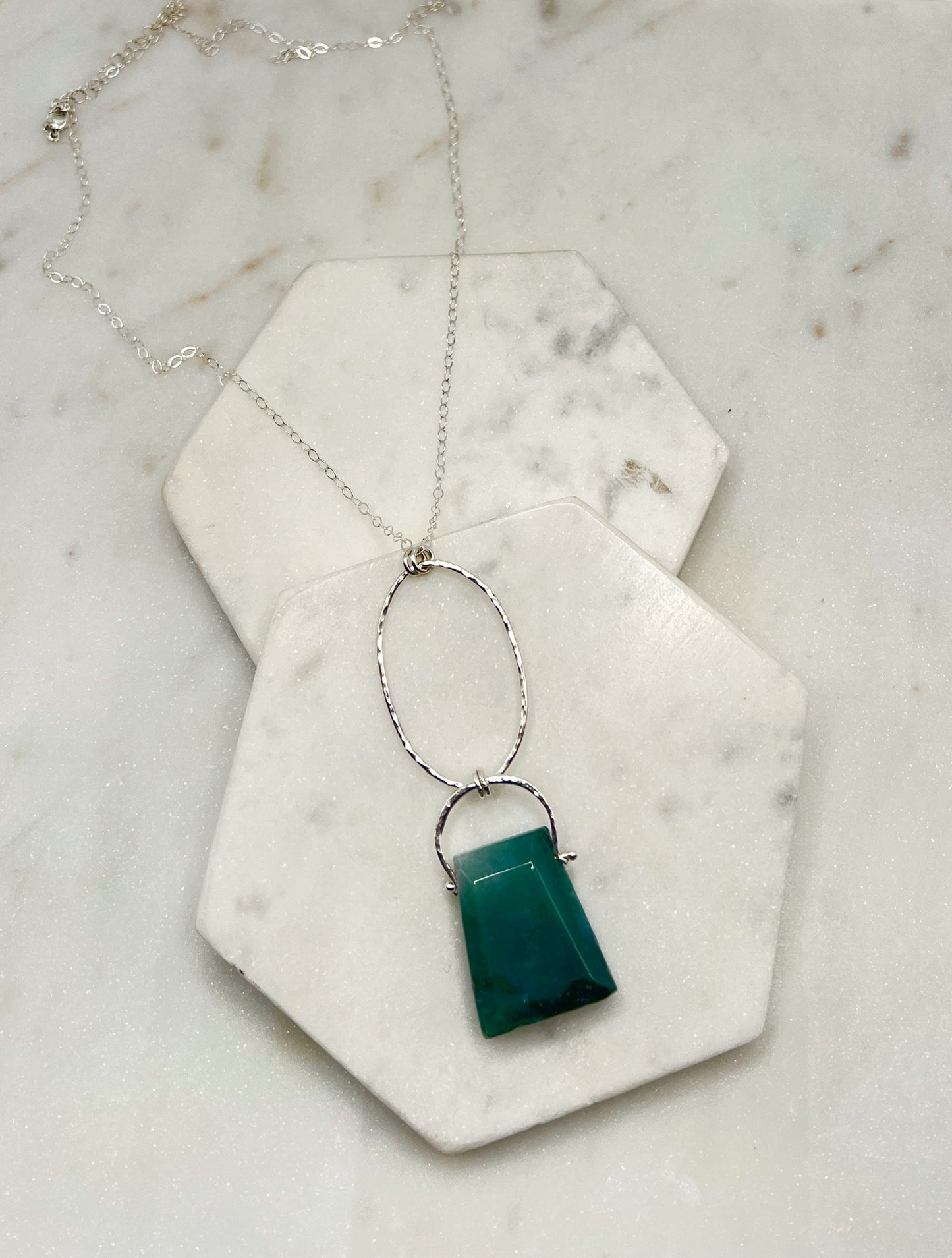 Sterling silver and moss agate necklace