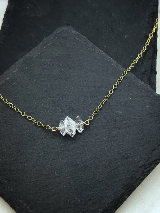14K Gold and Herkimer Diamond necklace
