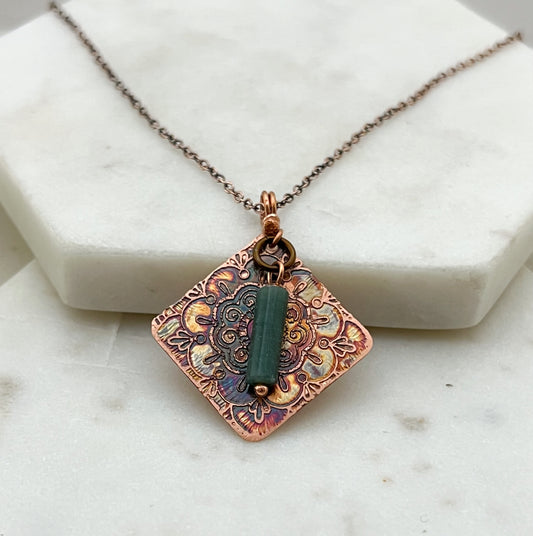 Jade and copper necklace