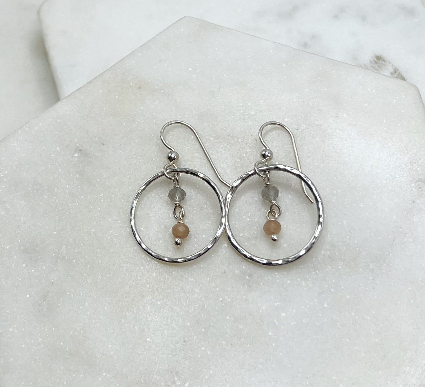 Sterling silver earrings with coffee moonstone