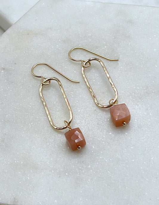 Pink Moonstone Earrings – 14K Gold Fill