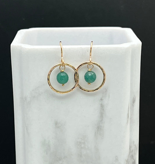 14 Karate gold and aventurine earrings