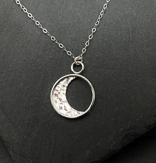 Sterling Silver Crescent Moon Pendant Necklace