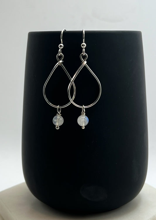 Sterling silver and moonstone teardrop earrings