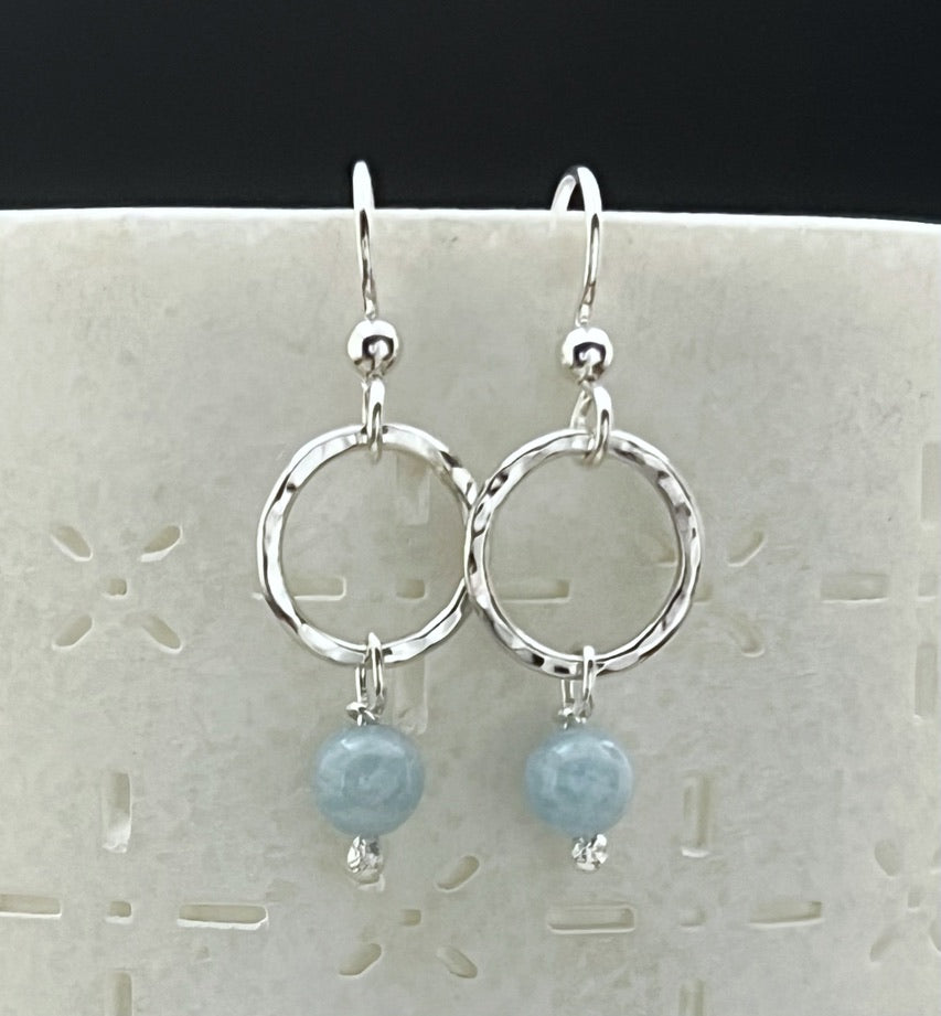 Forged Sterling Silver & Larimar Dangle Earrings
