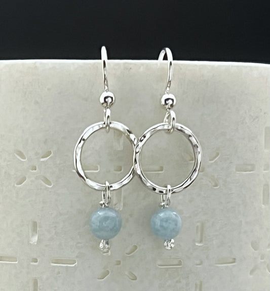 Forged Sterling Silver & Larimar Dangle Earrings
