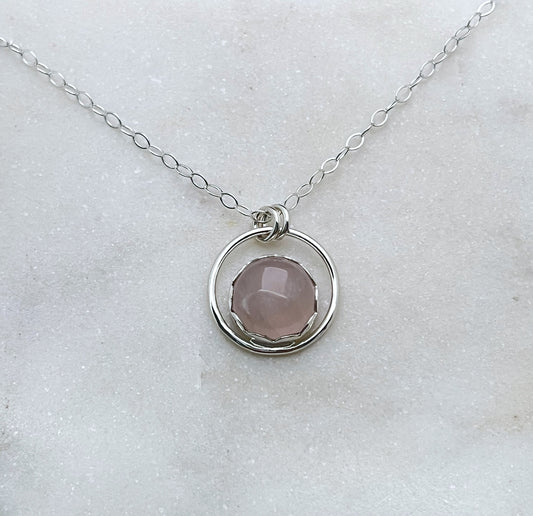 Rose Quartz and sterling silver necklace